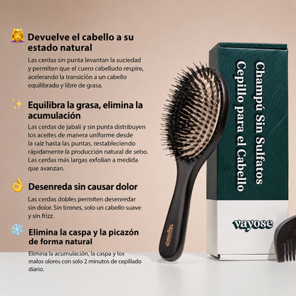 Vayose - Cepillo antigrasa para el cabello sin champú